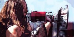 woman with bullhorn