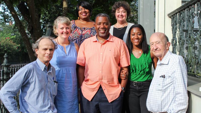 Paul Sullivan (left bottom). Unknown (left middle). Jon’s first cousin Joan a Gee family member(back right). Alex’s sister Lilada Gee (back left). Alex’s daughter Lexi Gee (right middle). Alex Gee (middle). John Harkins (right bottom). (Alex Gee)