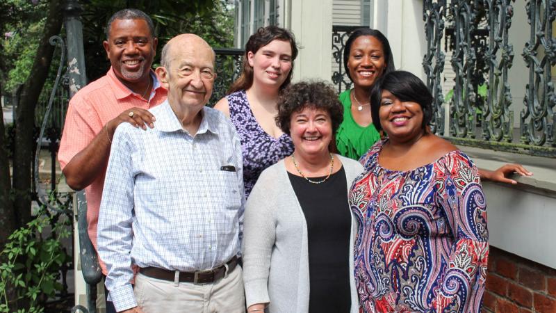 From left top: Alex Gee; John’s daughter, Meg Roy; Lexi Gee. From left bottom: John Hawkins, unknown, Lilada Gee. (Alex Gee)