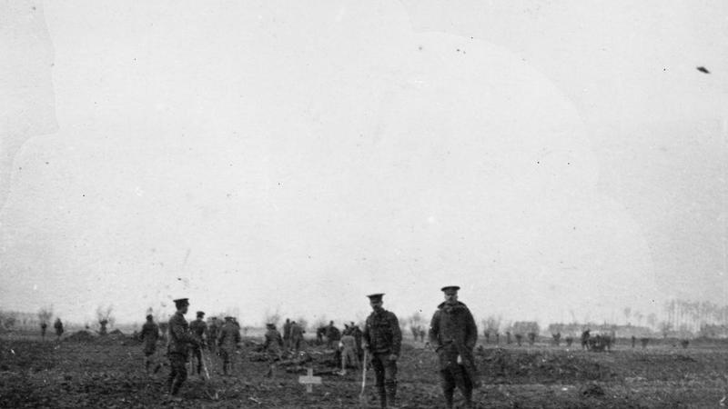 Soldiers on in the battlefield prior to the World War I Christmas Truce
