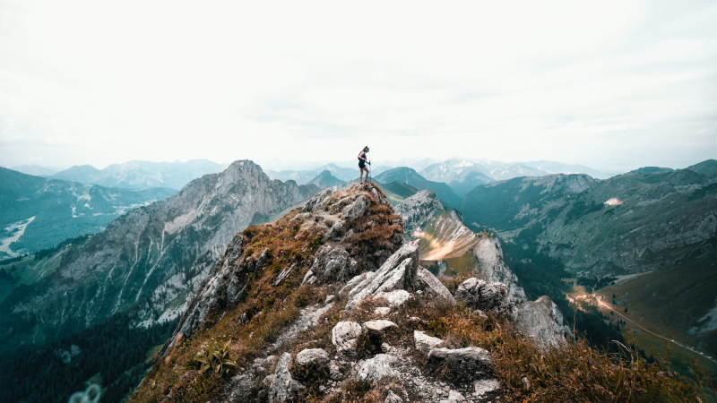 woman on a mountain